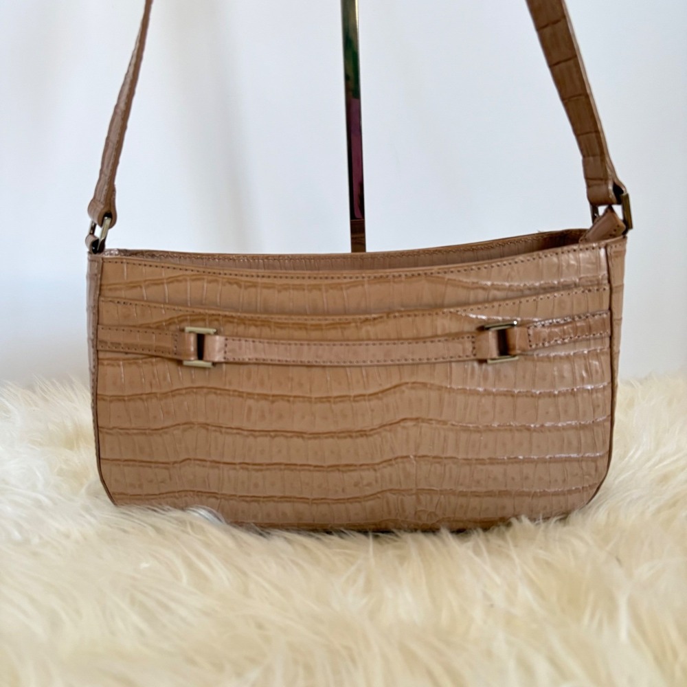 Etienne Aigner Vintage Tan Croc Embossed Leather Shoulder Bag 80033 - Picture 3 of 16